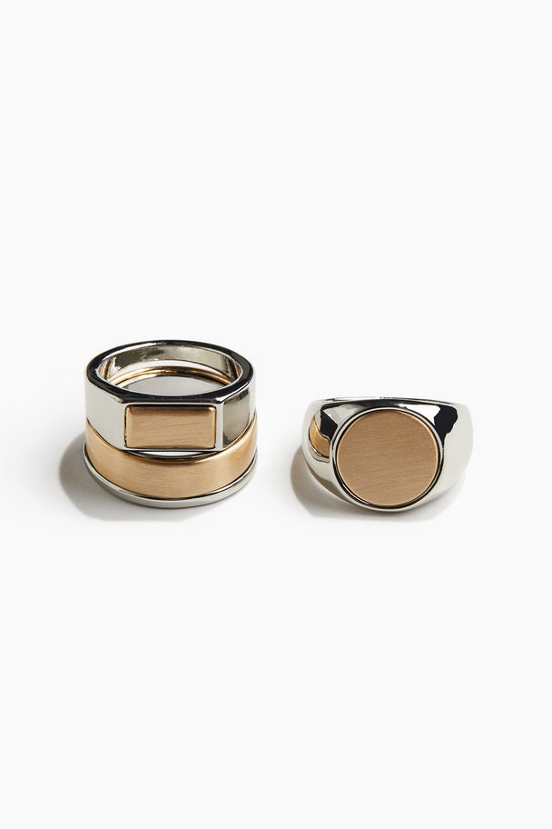 H&M 3er-Pack Ringe Goldfarben/Silberfarben