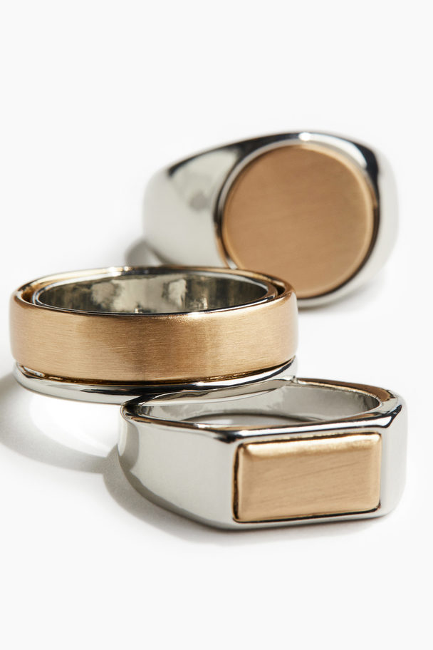 H&M 3er-Pack Ringe Goldfarben/Silberfarben