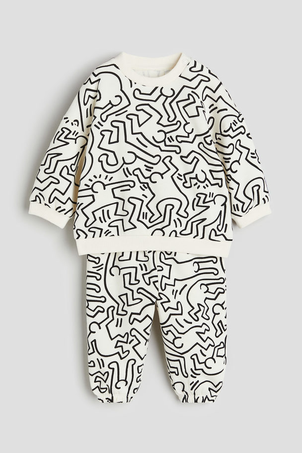 H&M 2-teiliges Sweatshirt-Set Weiß/Keith Haring