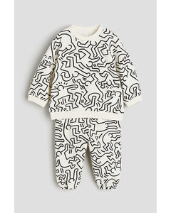 2-teiliges Sweatshirt-Set Weiß/Keith Haring