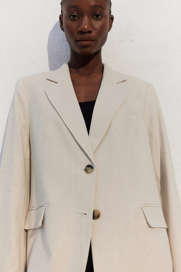 H&M Twillblazer aus Leinenmix Hellbeige