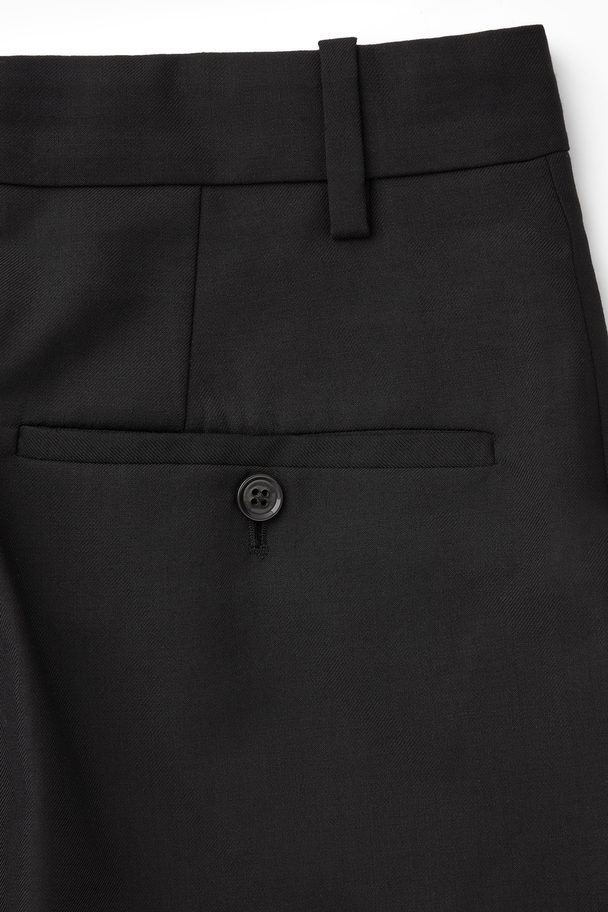 COS Turn-up Wide-leg Wool Trousers Black