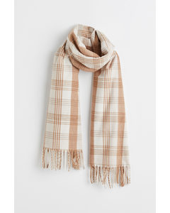 Checked Scarf Beige