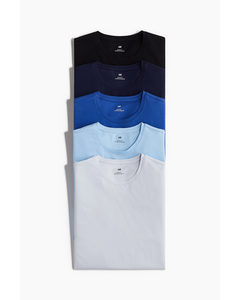 Set Van 5 T-shirts - Slim Fit Grijs/blauw/zwart