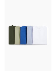 Set Van 5 T-shirts - Slim Fit Groen/blauw/wit