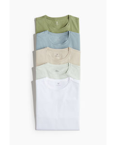 5er-Pack T-Shirts in Slim Fit Weiß/Grün/Blau
