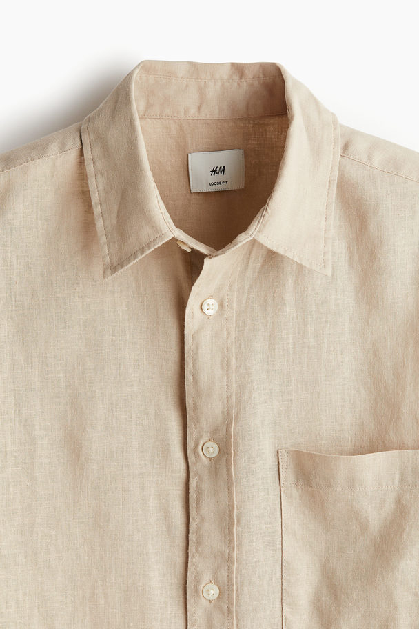 H&M Overhemd Van Linnenmix - Relaxed Fit Beige