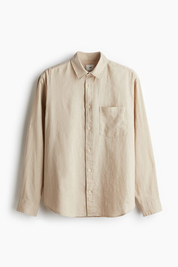 H&M Overhemd Van Linnenmix - Relaxed Fit Beige