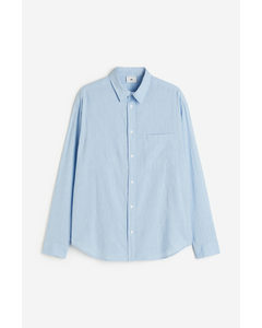 Relaxed Fit Linen-blend Shirt Light Blue