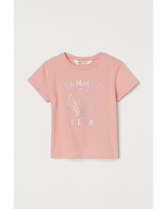 T-shirt Med Tryk Lys Rosa/summer Club