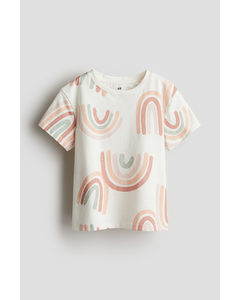 Printed T-shirt Natural White/rainbows