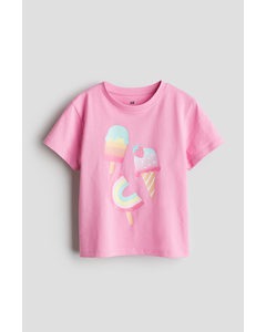 Printed T-shirt Pink/ice Cream
