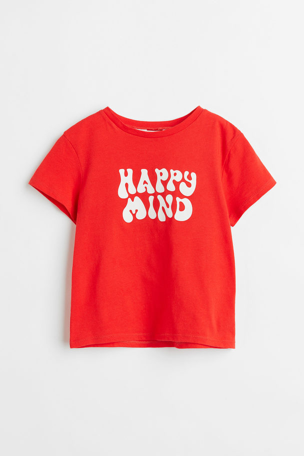 H&M Printed T-shirt Red/happy Mind