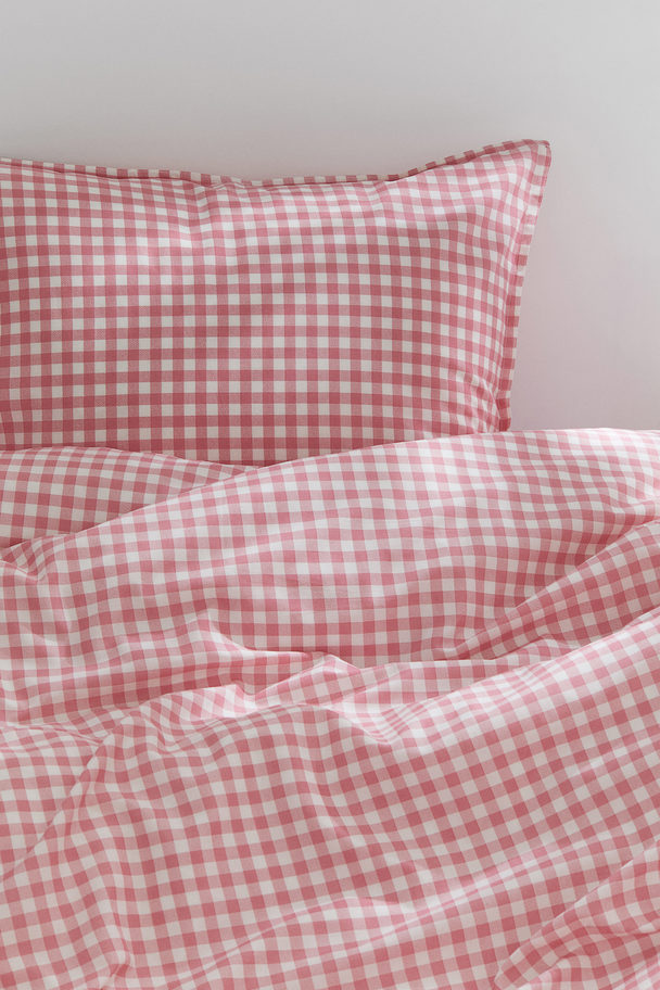 H&M HOME Gemusterte Bettwäsche für Einzelbetten Rosa/Gingham-Karo