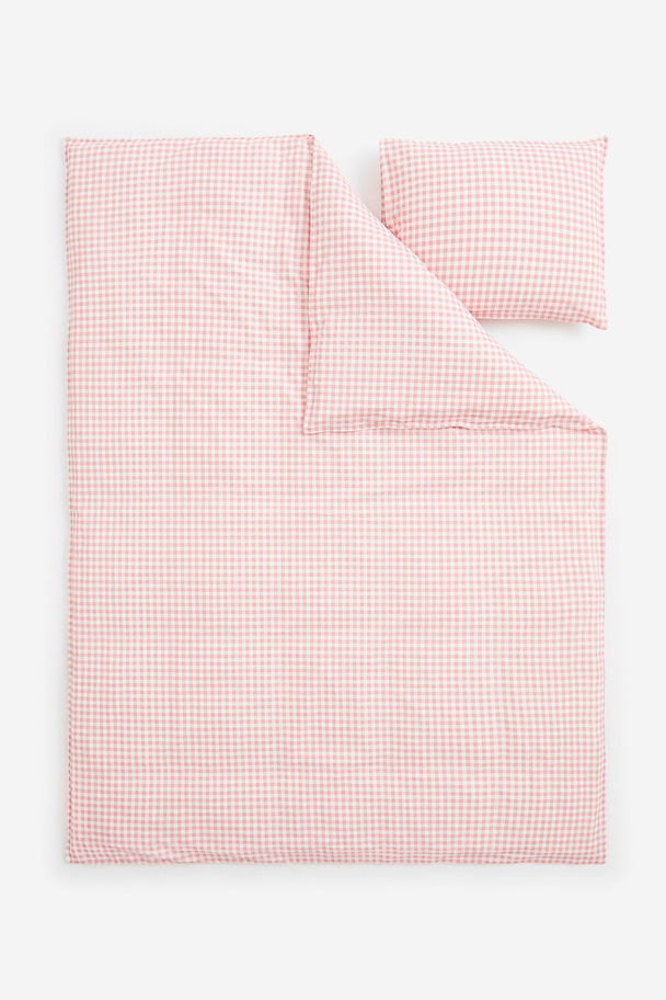 H&M HOME Gemusterte Bettwäsche für Einzelbetten Rosa/Gingham-Karo