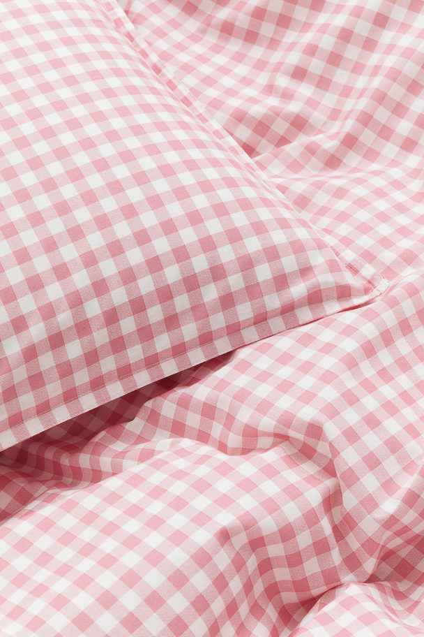 H&M HOME Gemusterte Bettwäsche für Einzelbetten Rosa/Gingham-Karo