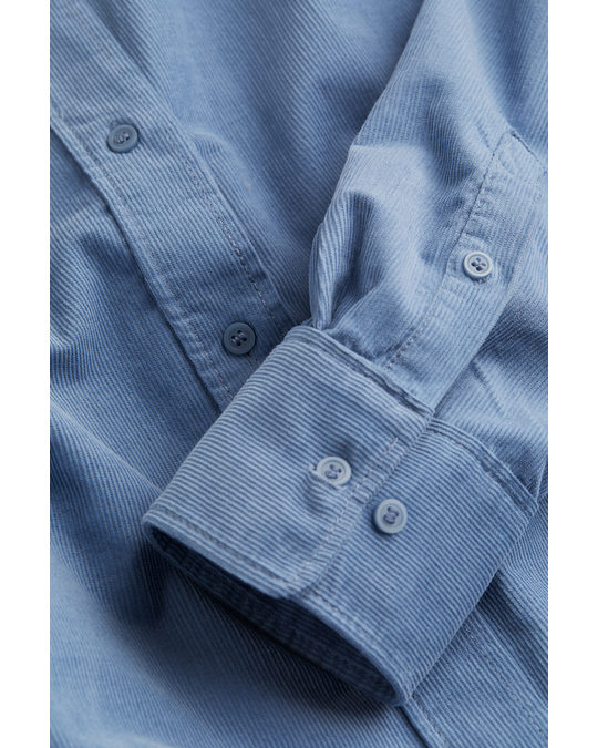 H&M Oversized Corduroy Shirt Blue
