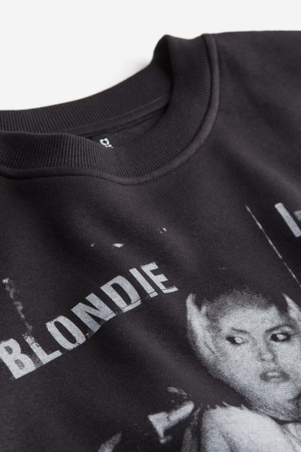 H&M Sweatshirt Med Tryck Svart/blondie