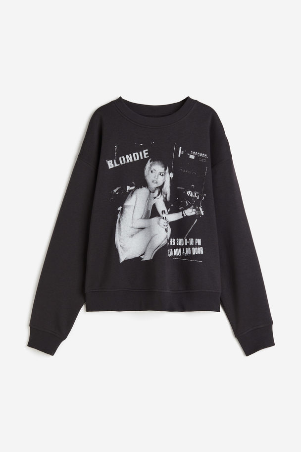 H&M Sweatshirt Med Tryck Svart/blondie