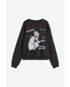 Sweatshirt Med Tryck Svart/blondie