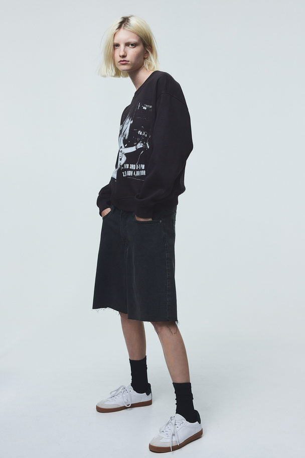 H&M Sweatshirt Med Tryk Sort/blondie