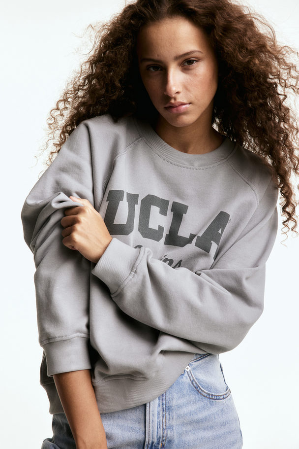 H&M Printed Sweatshirt Light Grey/ucla