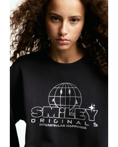 Sweater Met Print Donkergrijs/smiley®