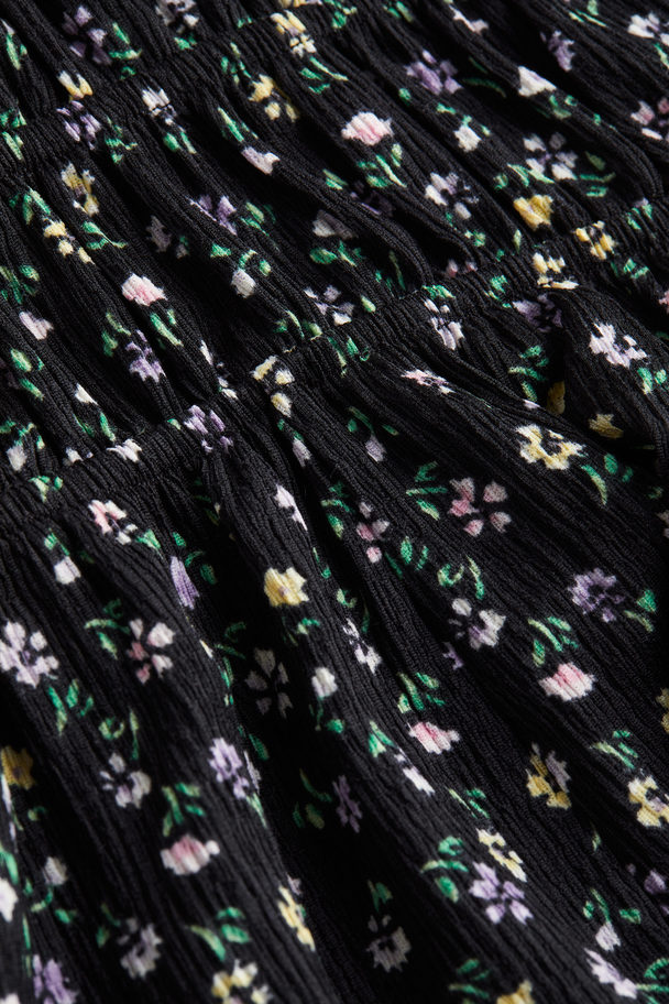 H&M Crinkled Jersey Playsuit Black/floral