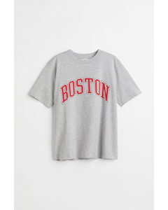 T-shirt I Bomuld Lysegråmeleret/boston