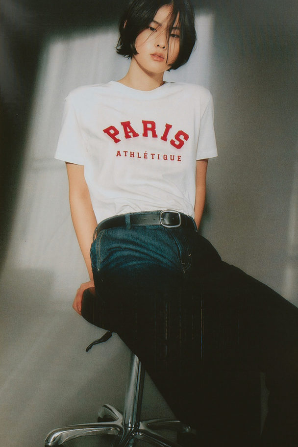 H&M Cotton T-shirt Cream/paris