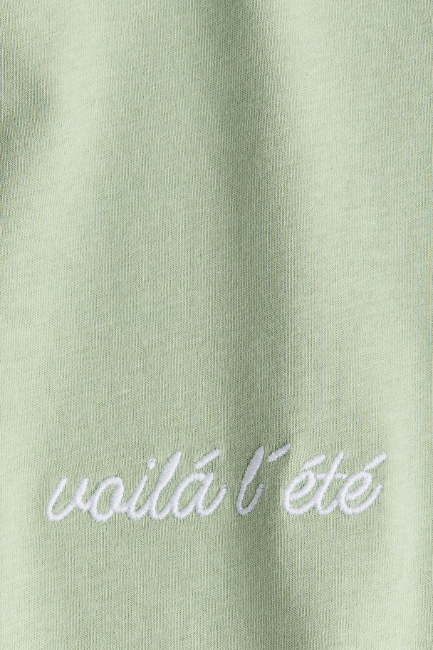 H&M Cotton T-shirt Light Green/voilà L'été