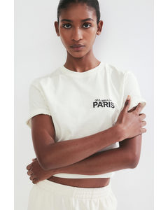 T-Shirt aus Baumwolle Cremefarben/Paris