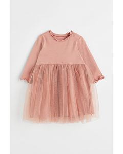 Tulle-skirt Jersey Dress Pink