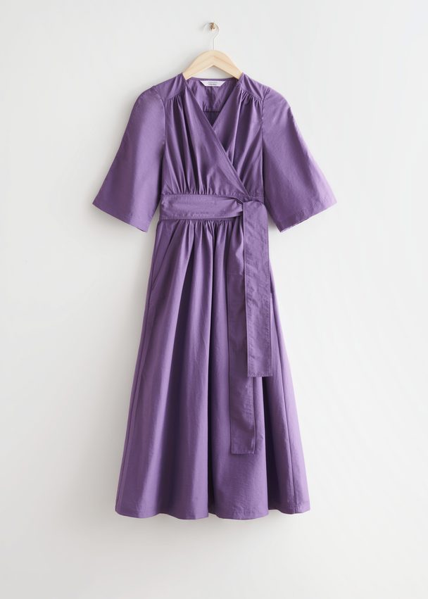 & Other Stories Voluminous Midi Wrap Dress Purple