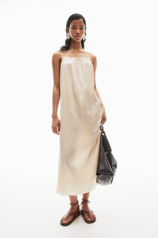 H&M Slip In-kjole I Sateng Cream
