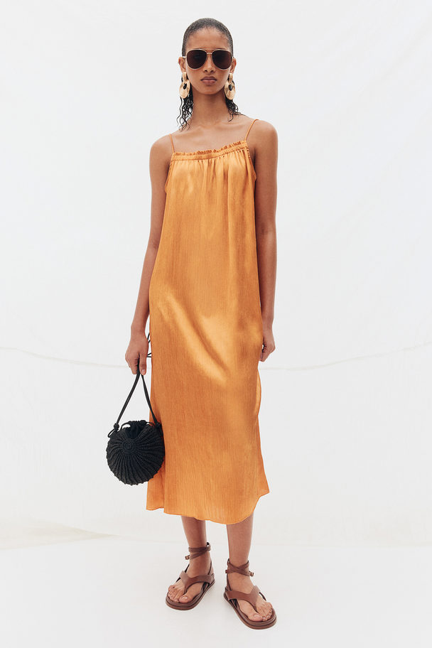 H&M Slip In-kjole I Satin Orange