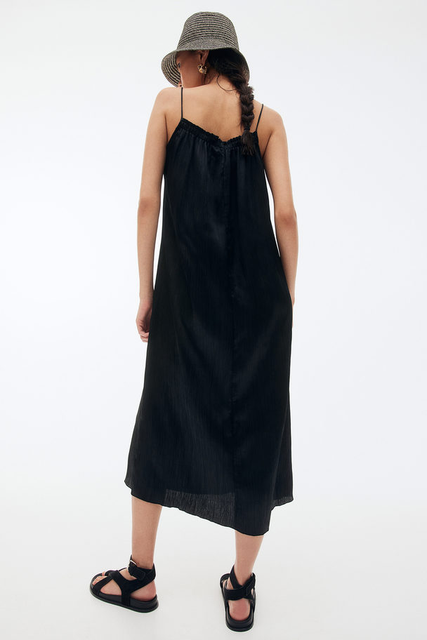 H&M Slip In-kjole I Sateng Sort