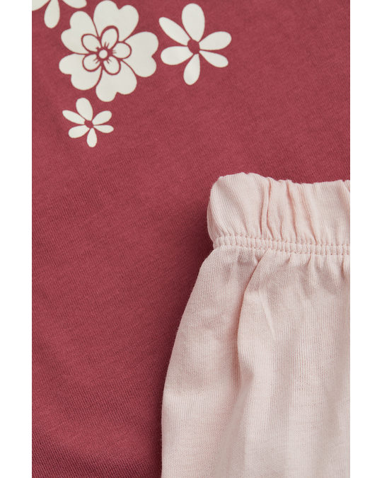 H&M Cotton Jersey Pyjamas Dark Red/chill Vibes