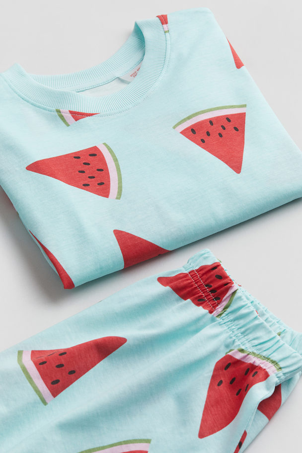 H&M Cotton Jersey Pyjamas Turquoise/watermelons