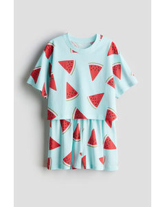 Cotton Jersey Pyjamas Turquoise/watermelons