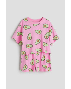 Cotton Jersey Pyjamas Pink/avocados