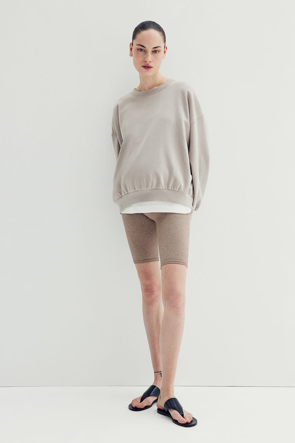 H&M Mama Seamless Ribbed Cycling Shorts Beige Marl