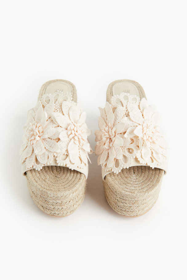 H&M Wedge-heeled Espadrille Sandals Cream