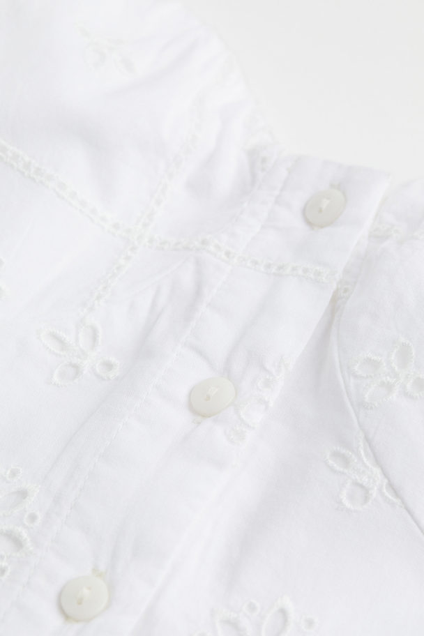 H&M Broderie Anglaise Top White
