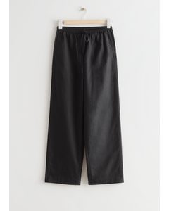 Relaxed Drawstring Trousers Black