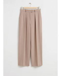 Relaxed Press Crease Tailored Trousers Beige