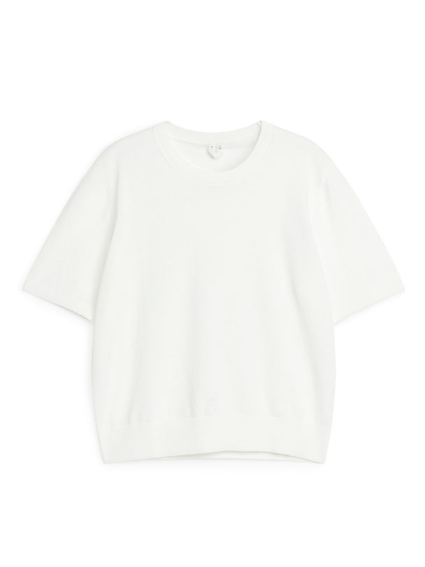 ARKET Knitted Short-sleeved Top White