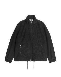 Hooded Windbreaker Jacket Off-black