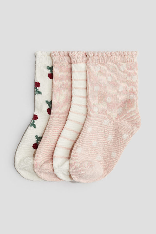 H&M 4-pack Socks Light Pink/patterned
