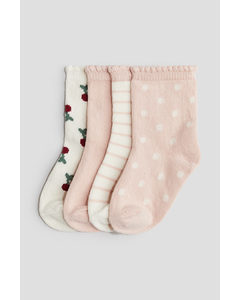 4-pack Socks Light Pink/patterned